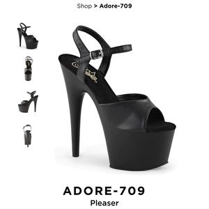 Black size 7.  7” platform heals pleaser brand. Only used for photos. Like new.